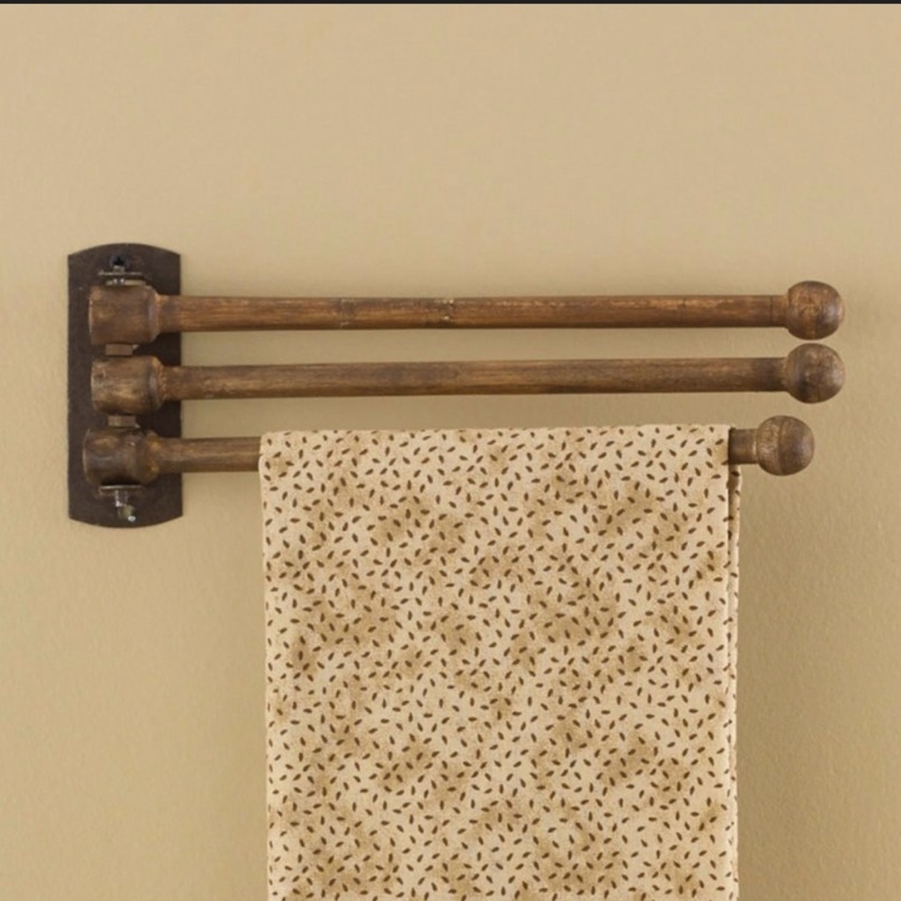 3 Prong Wooden Swing Arm Towel Rack